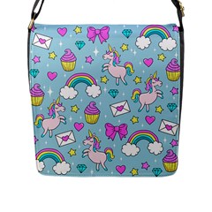 Cute Unicorn Pattern Flap Messenger Bag (l) 