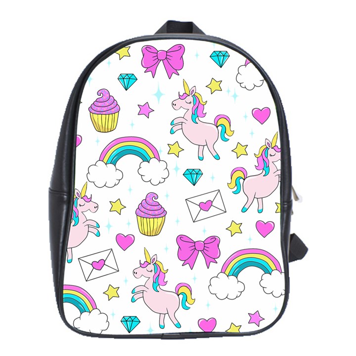 Cute Unicorn Pattern School Bag (Large)