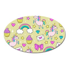 Cute Unicorn Pattern Oval Magnet by Valentinaart