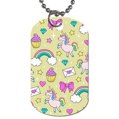 Cute Unicorn Pattern Dog Tag (two Sides) by Valentinaart