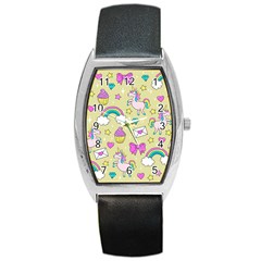 Cute Unicorn Pattern Barrel Style Metal Watch by Valentinaart