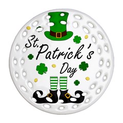 St Patricks Leprechaun Ornament (round Filigree) by Valentinaart