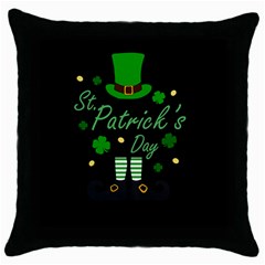 St Patricks Leprechaun Throw Pillow Case (black) by Valentinaart