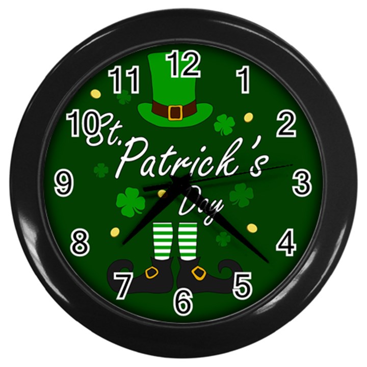 St Patricks Leprechaun Wall Clocks (Black)