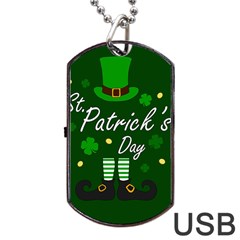 St Patricks Leprechaun Dog Tag Usb Flash (one Side) by Valentinaart