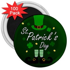 St Patricks Leprechaun 3  Magnets (100 Pack) by Valentinaart