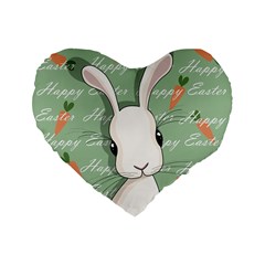 Easter Bunny  Standard 16  Premium Flano Heart Shape Cushions by Valentinaart