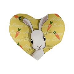 Easter Bunny  Standard 16  Premium Flano Heart Shape Cushions by Valentinaart