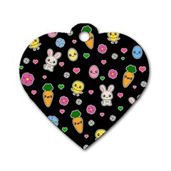 Easter Kawaii Pattern Dog Tag Heart (one Side) by Valentinaart