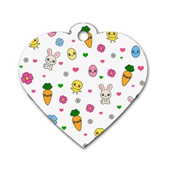 Easter Kawaii Pattern Dog Tag Heart (two Sides) by Valentinaart