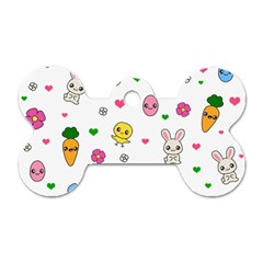 Easter Kawaii Pattern Dog Tag Bone (two Sides) by Valentinaart