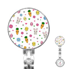 Easter Kawaii Pattern Stainless Steel Nurses Watch by Valentinaart