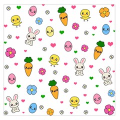 Easter Kawaii Pattern Large Satin Scarf (square) by Valentinaart