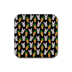 Easter Kawaii Pattern Rubber Coaster (square)  by Valentinaart