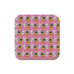 Easter Kawaii Pattern Rubber Square Coaster (4 Pack)  by Valentinaart