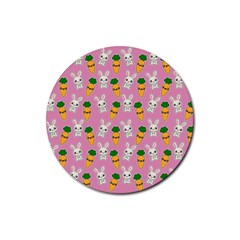 Easter Kawaii Pattern Rubber Coaster (round)  by Valentinaart