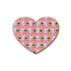Easter Kawaii Pattern Rubber Coaster (heart)  by Valentinaart