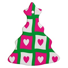 Pink Hearts Valentine Love Checks Ornament (christmas Tree)  by Nexatart