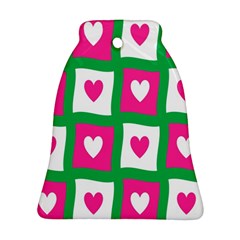 Pink Hearts Valentine Love Checks Ornament (bell) by Nexatart