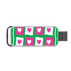 Pink Hearts Valentine Love Checks Portable Usb Flash (one Side)