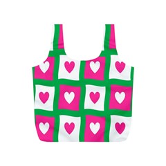 Pink Hearts Valentine Love Checks Full Print Recycle Bags (s)  by Nexatart