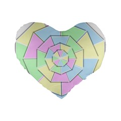 Color Wheel 3d Pastels Pale Pink Standard 16  Premium Flano Heart Shape Cushions by Nexatart