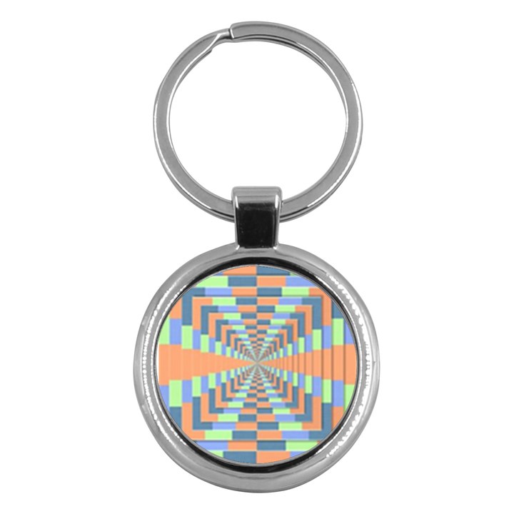 Fabric 3d Color Blocking Depth Key Chains (Round) 