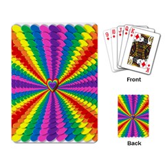 Rainbow Hearts 3d Depth Radiating Playing Card