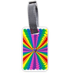 Rainbow Hearts 3d Depth Radiating Luggage Tags (one Side)  by Nexatart