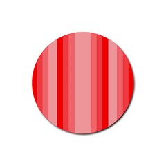 Red Monochrome Vertical Stripes Rubber Coaster (round)  by Nexatart