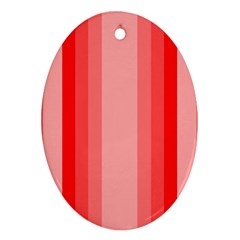 Red Monochrome Vertical Stripes Oval Ornament (two Sides)