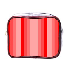 Red Monochrome Vertical Stripes Mini Toiletries Bags