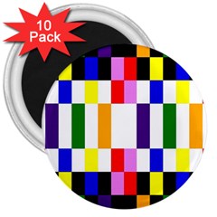 Rainbow Color Blocks Red Orange 3  Magnets (10 Pack)  by Nexatart