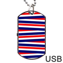 Red White Blue Patriotic Ribbons Dog Tag Usb Flash (two Sides)