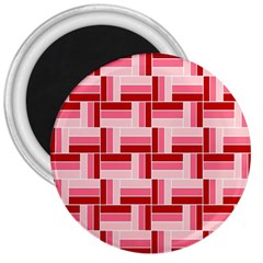 Pink Red Burgundy Pattern Stripes 3  Magnets by Nexatart