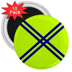 Stripes Angular Diagonal Lime Green 3  Magnets (10 Pack) 