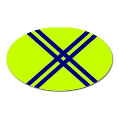 Stripes Angular Diagonal Lime Green Oval Magnet by Nexatart