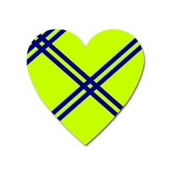 Stripes Angular Diagonal Lime Green Heart Magnet by Nexatart