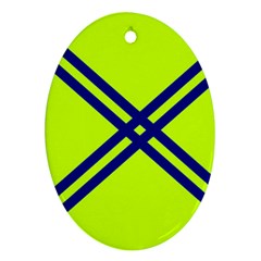 Stripes Angular Diagonal Lime Green Oval Ornament (two Sides) by Nexatart