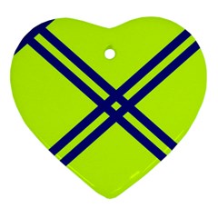 Stripes Angular Diagonal Lime Green Heart Ornament (two Sides) by Nexatart