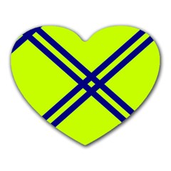Stripes Angular Diagonal Lime Green Heart Mousepads by Nexatart