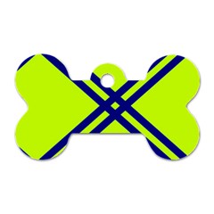 Stripes Angular Diagonal Lime Green Dog Tag Bone (two Sides) by Nexatart