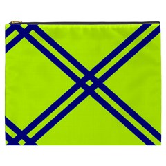 Stripes Angular Diagonal Lime Green Cosmetic Bag (xxxl)  by Nexatart