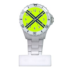 Stripes Angular Diagonal Lime Green Plastic Nurses Watch by Nexatart