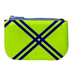 Stripes Angular Diagonal Lime Green Large Coin Purse by Nexatart