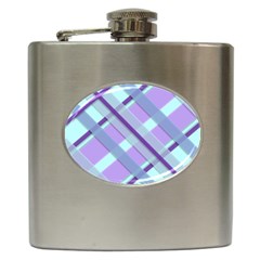 Diagonal Plaid Gingham Stripes Hip Flask (6 Oz) by Nexatart