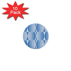 Blue Monochrome Geometric Design 1  Mini Buttons (10 Pack)  by Nexatart