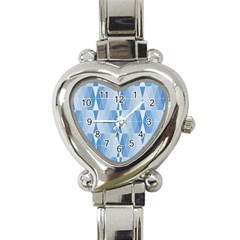 Blue Monochrome Geometric Design Heart Italian Charm Watch by Nexatart