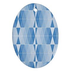 Blue Monochrome Geometric Design Oval Ornament (two Sides) by Nexatart