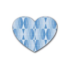 Blue Monochrome Geometric Design Rubber Coaster (heart)  by Nexatart